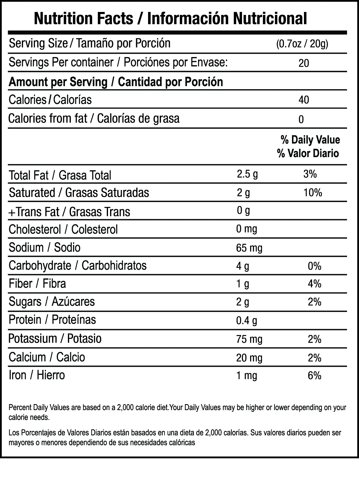 Latte Verde nutrition facts